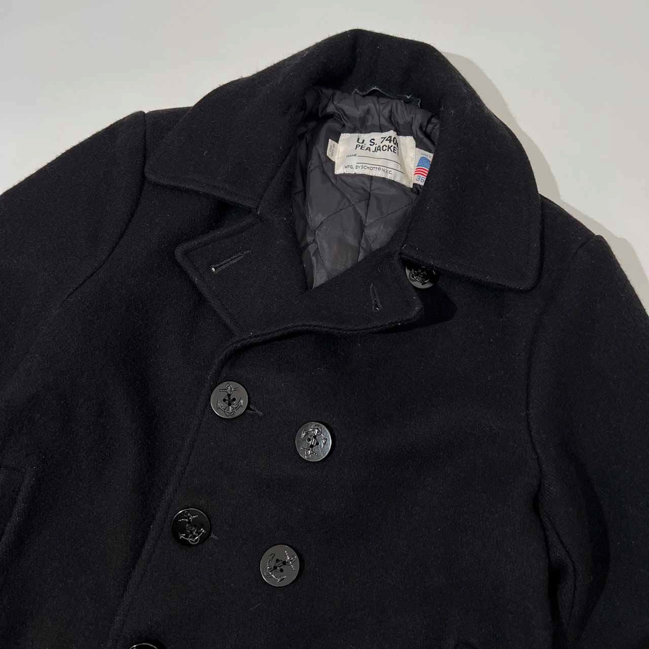 90s Schottショット　ビンテージミリタリーピーコート　USA製　ネイビー 2810dd59e0909baa8eb1fd04361e2e