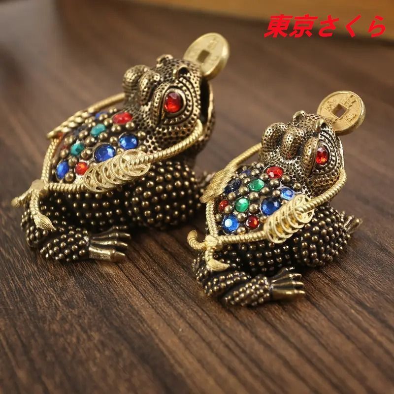 カエル 蛙 銅製 ブロンズ像 骨董 置物 インテリア 工芸品 美術品 A3392