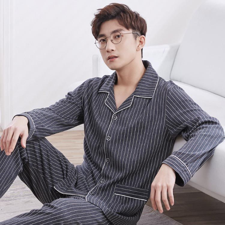 日本製 先染めツイルパジャマ 2色組 パジャマ 寝巻き 寝間着 長袖 前