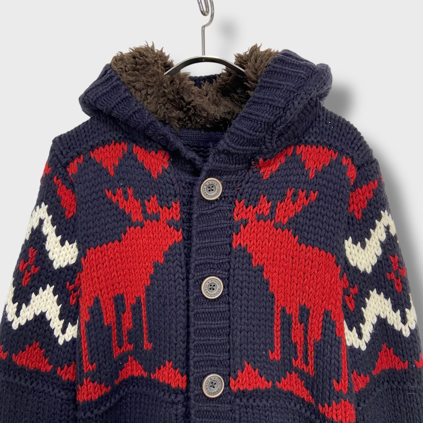 ☆Abercrombie＆Fitch☆アバクロ☆カウチンニットパーカー☆フードボア 
