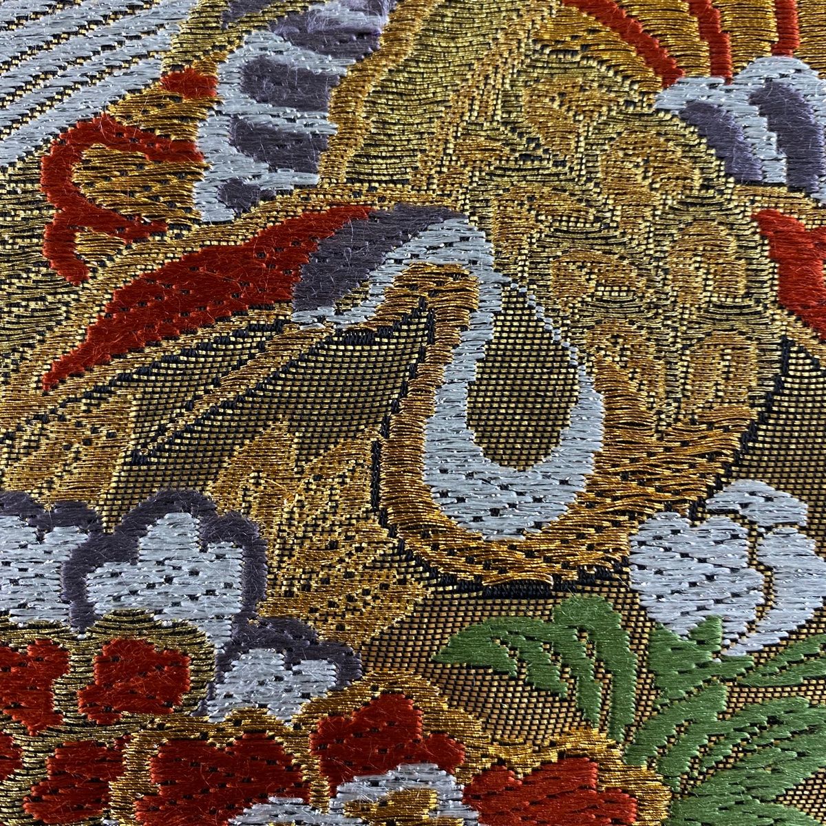 袋帯 秀品 鶴 草花 金糸 箔 黒 六通 正絹 【中古】 - メルカリ