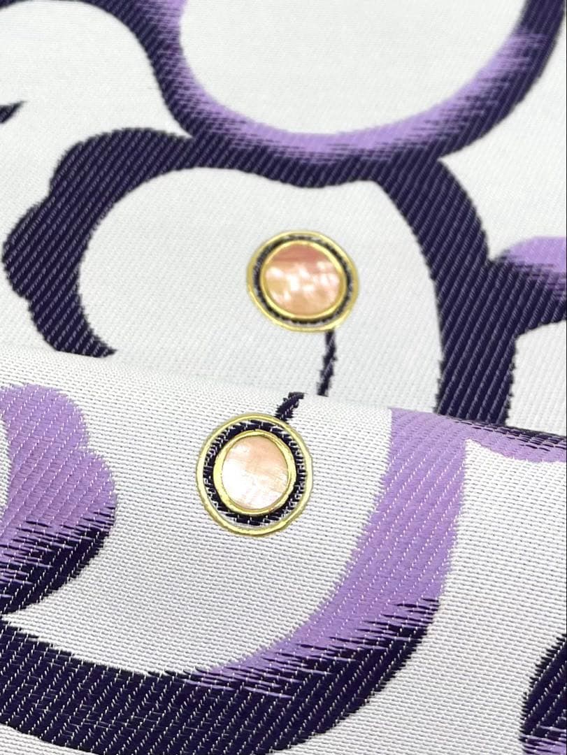 螺鈿細工 袋帯 唐花 ピンクシェル 正絹 六通 ガード加工済