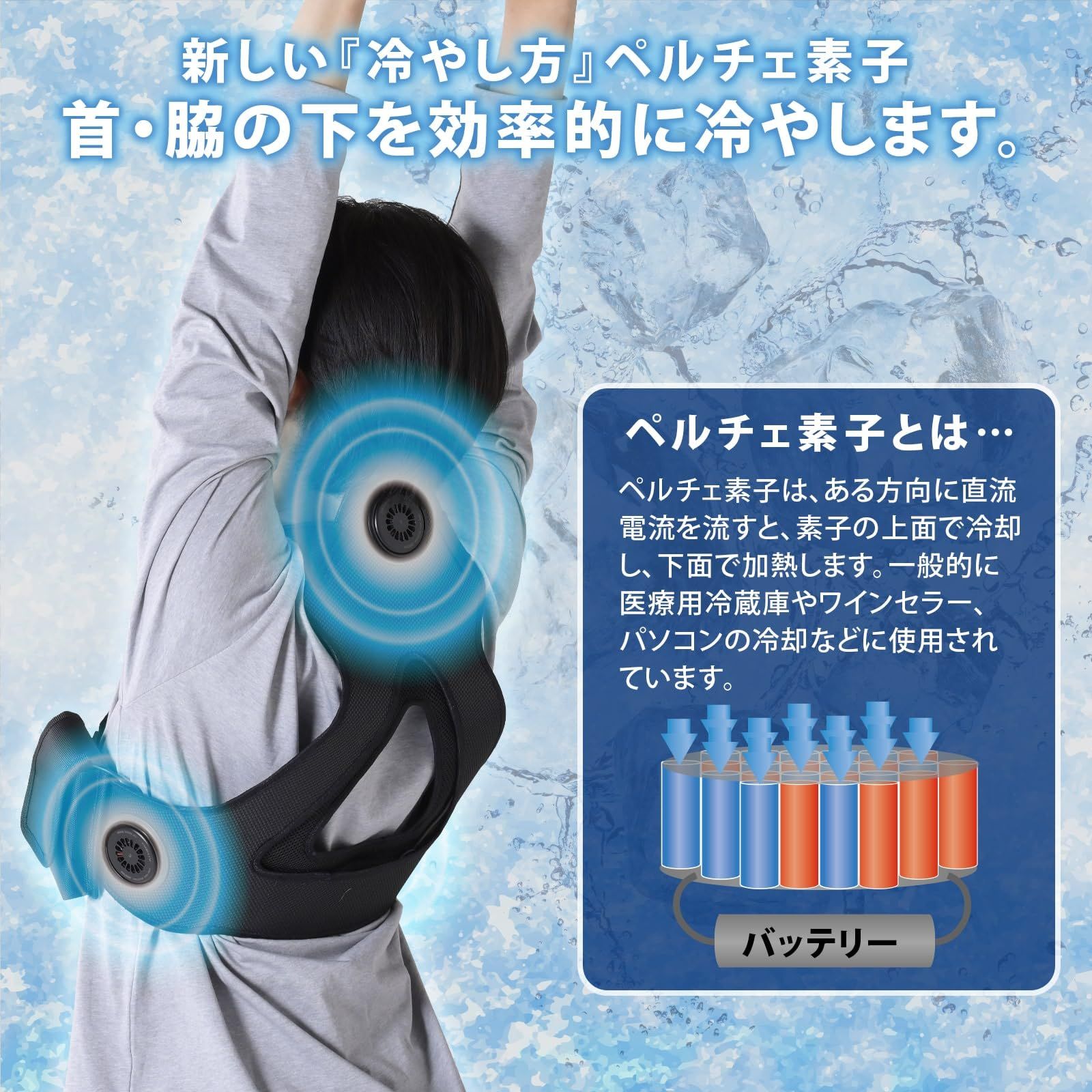 山善] ペルチェ ベスト 3Dメッシュ 大容量10000mAh バッテリー