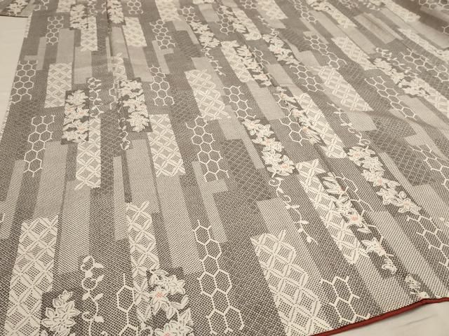 平和屋着物□上質な紬 短冊花唐草文 正絹 逸品 未使用 AAAU1077iu  