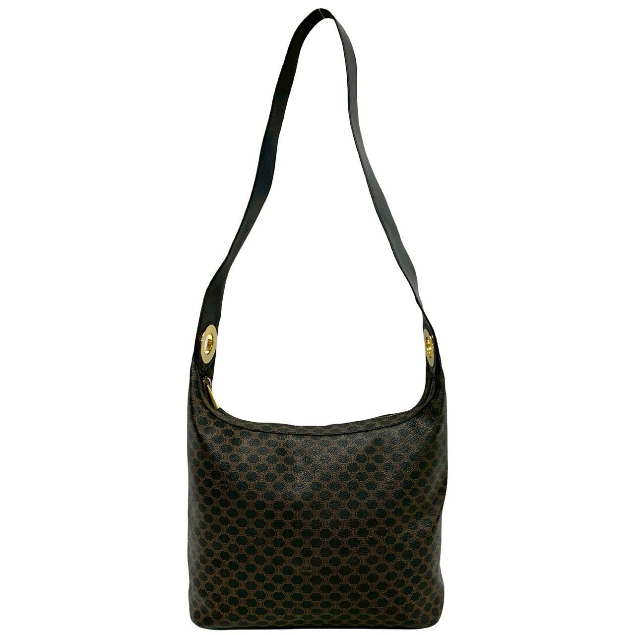 極 美品 セリーヌ マカダム 柄 サークル ロゴ 金具 レザー ショルダー