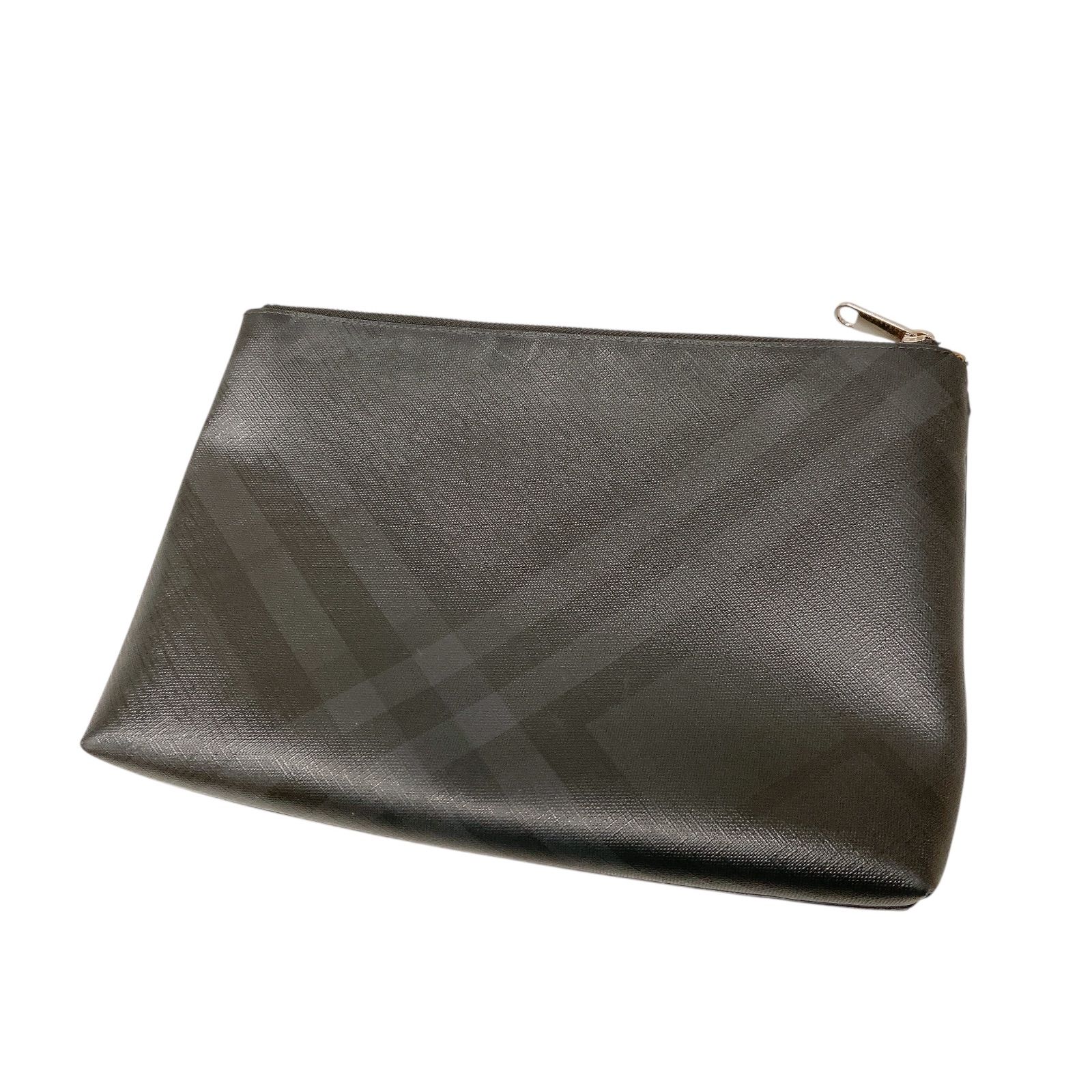 HR1 Burberry バーバリー クラッチバッグ ブラック チェック セカンドバッグ レザー