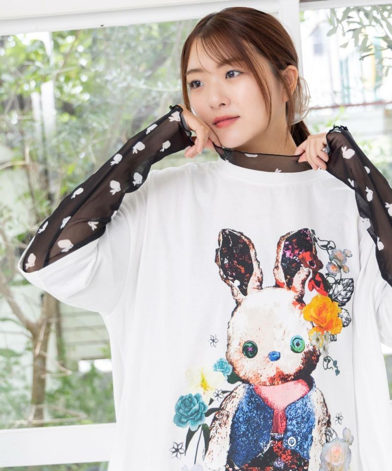 ScoLar（スカラー）ウサぬい柄レイヤード風 接触冷感チュニック