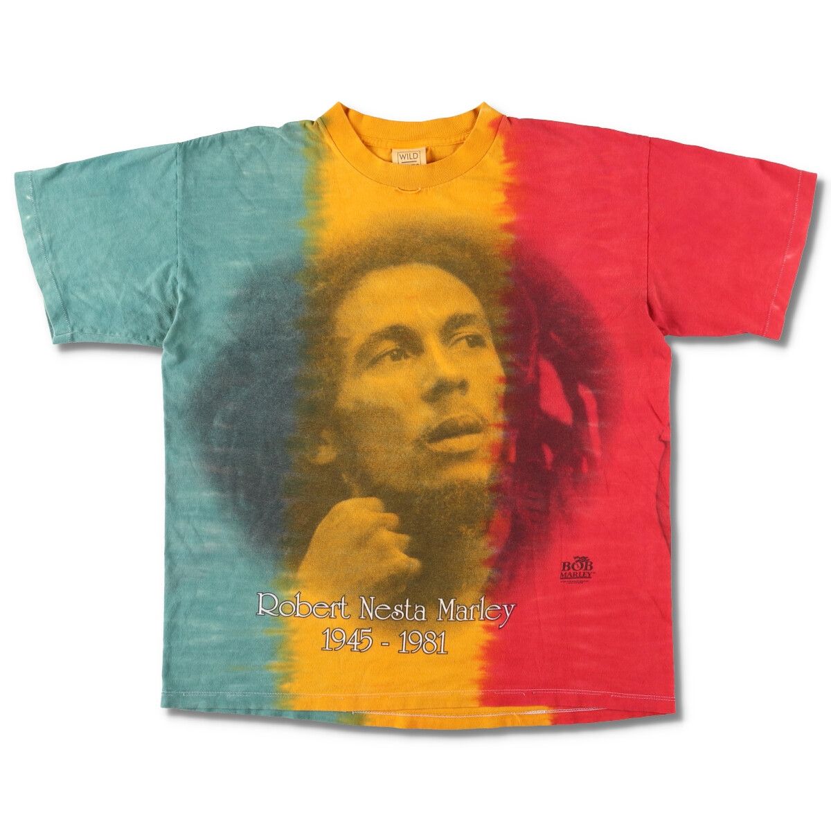 90's USA製 Bob Marley Tシャツ ビンテージ 大麻 古着 90年代 WILD OATS BOB MARLEY ボブマーリー 大判プリント 両面