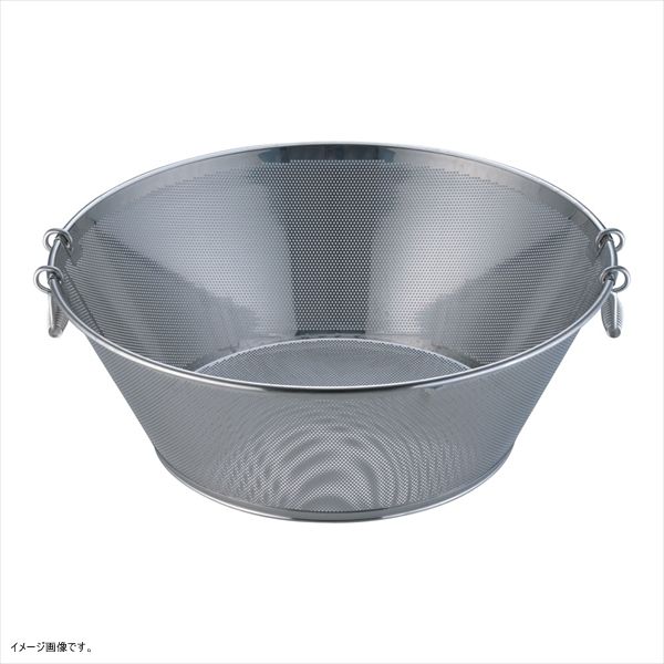 YUKIWA 18-8パンチング揚げザル/平底 55cm φ2.2mm穴 55cm UK18-8パンチング 巾広浅型ザル 1個 YUKIWA(ユキワ⁄三宝産業