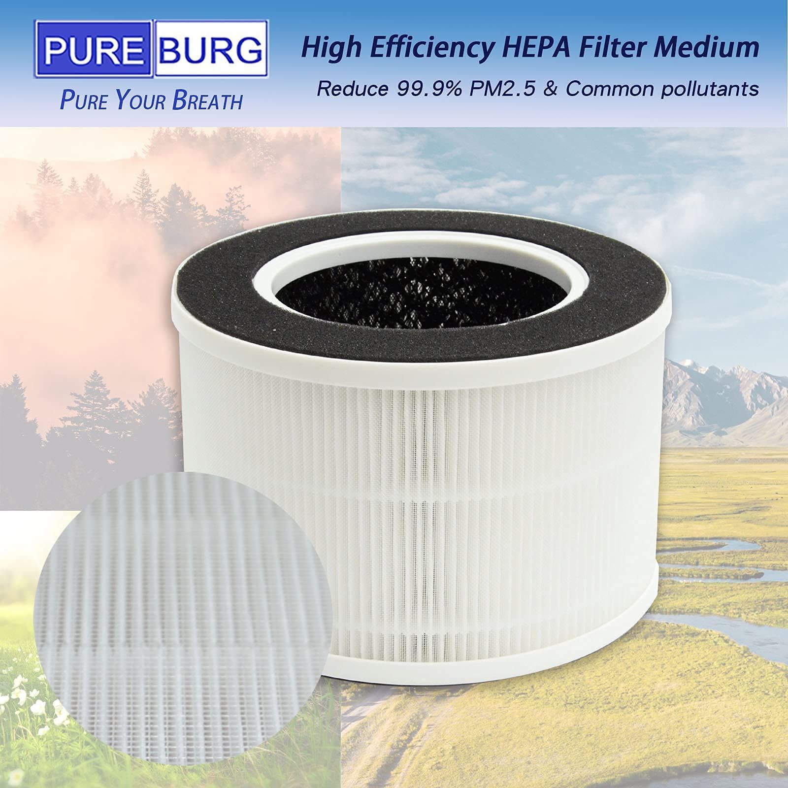 PUREBURG 2個パック交換用集塵・消臭一体型フィルターと互換性のある