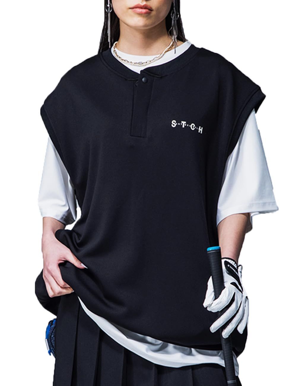 Size Free Size_Color 04 ブラック antiqua アンティカ GOLF×STCH ベスト レディース ZST-00012 F 04 ブラック
