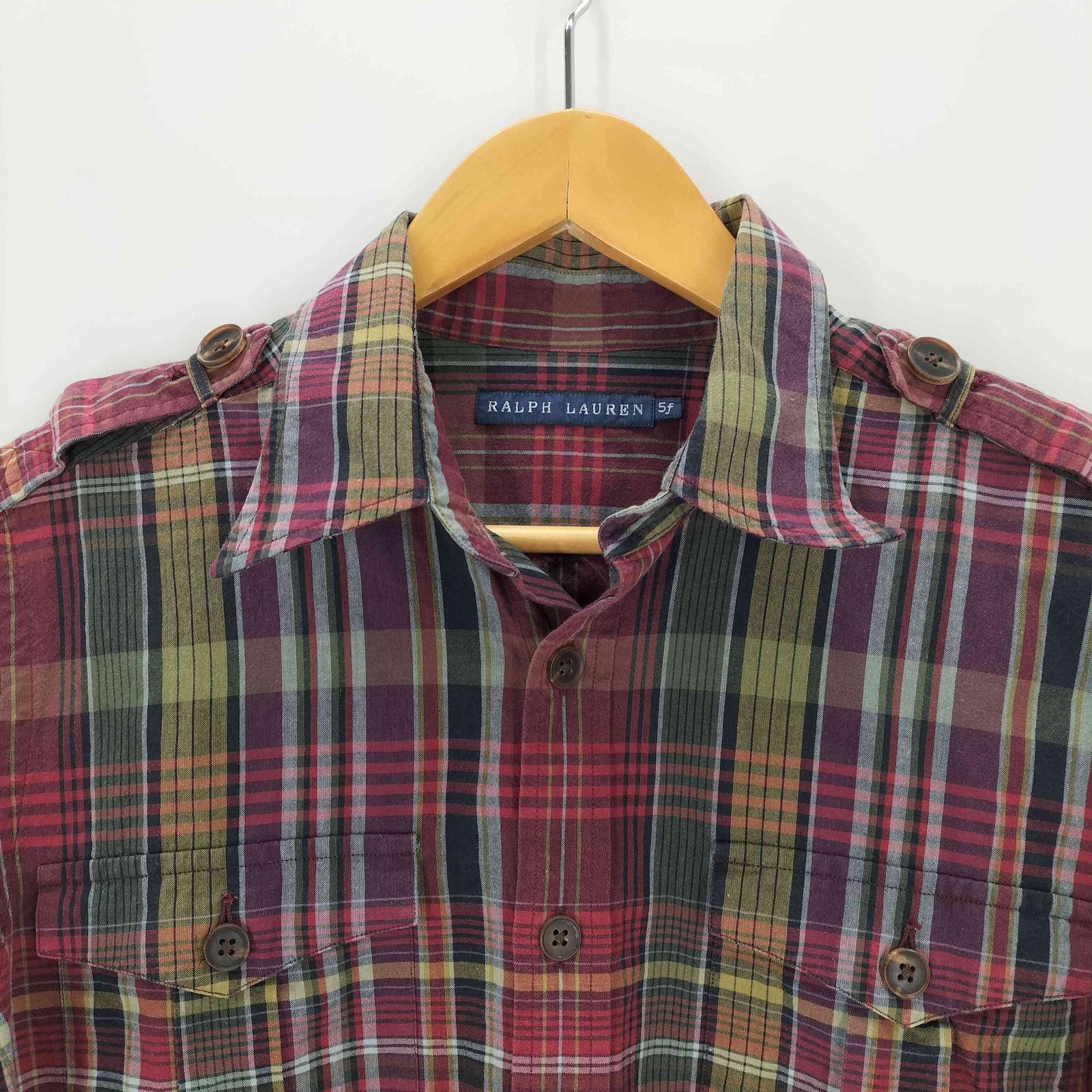 ラルフローレン RALPH LAUREN マドラスチェック エポレット L/S