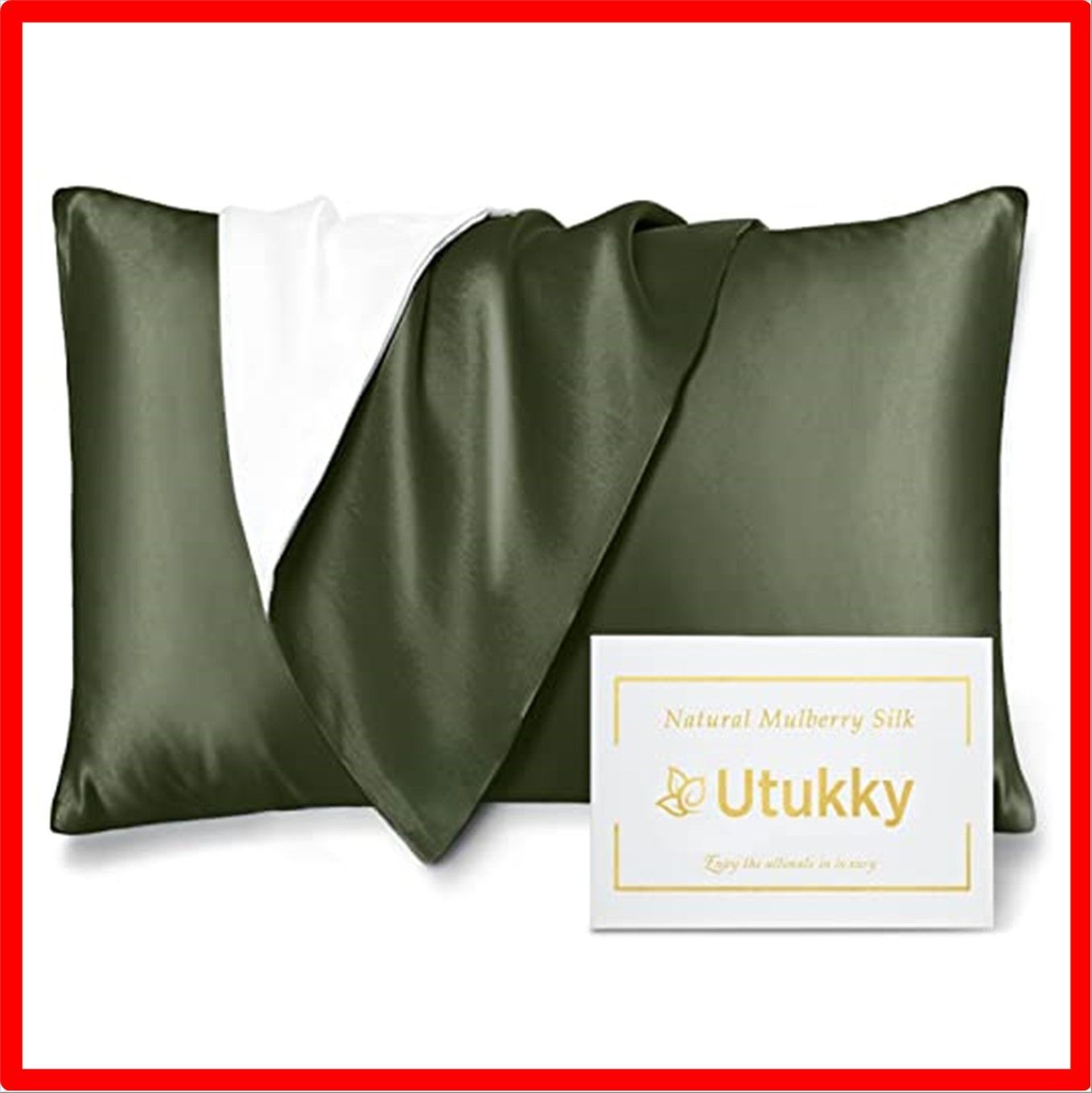 【豊富な，限定SALE】 【匿名配送】オリーブ_A-35×50cm Utukky シルク枕カバー【TVで紹介】まくらカバー 片面シルク枕カバー 35×50cm 封筒式枕カバー シルクピロ 枕・ピロー