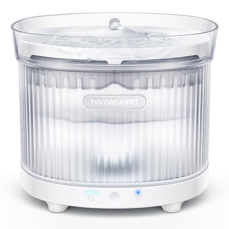 Homerunpet 完全コードレス 猫 犬 ペット 自動給水器 静音 充電式 組み立て簡単 お手入れ簡単 一ヶ月充電不要 ワイヤレスポンプ 大容量 2L LEDライト 3つの給水モード フィルター付き お留守番対応 省エネルギー 給水器 水飲み器