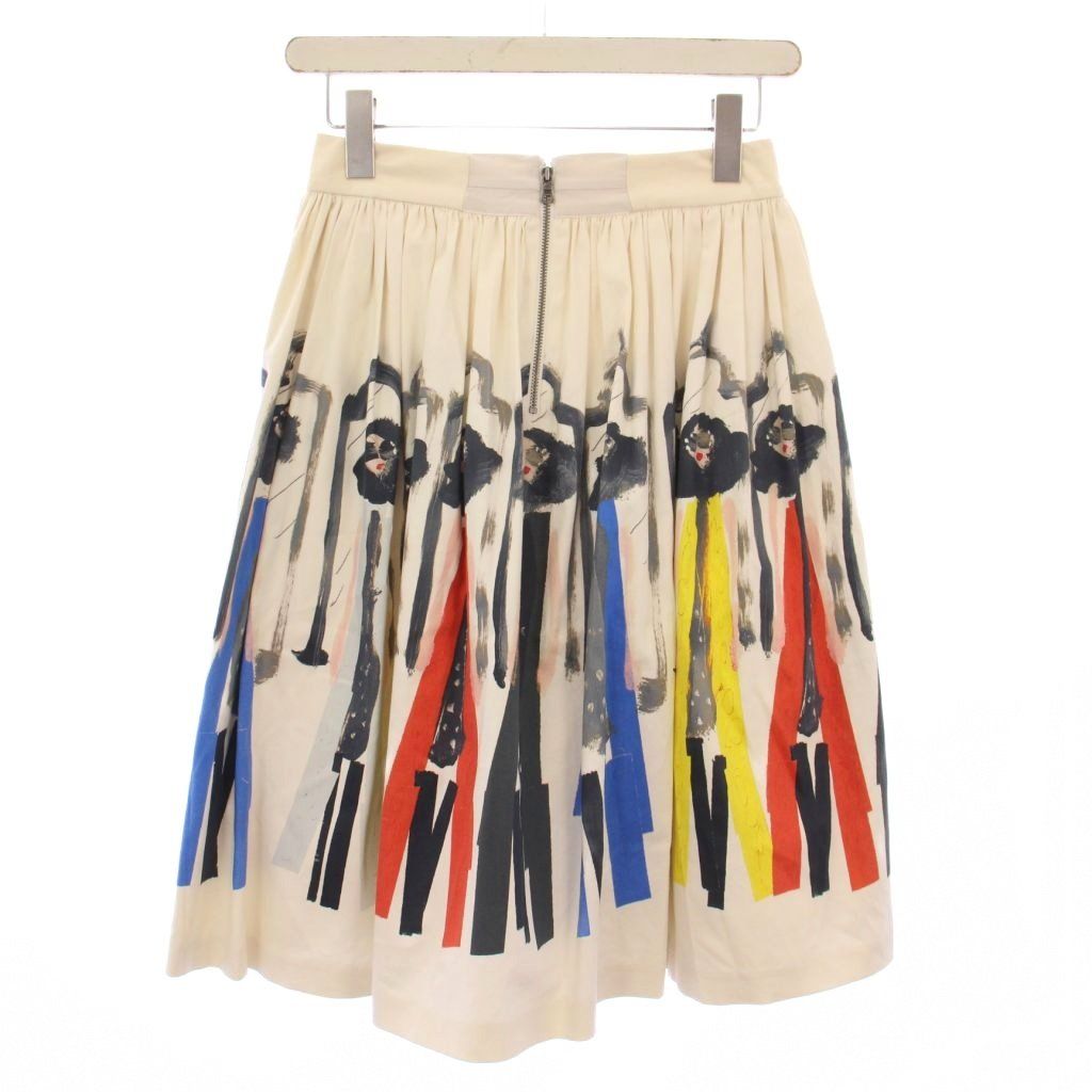 アリスオリビア alice olivia フ スカート ギャザー ひざ丈 総柄 0 白 ホワイト マルチ BB