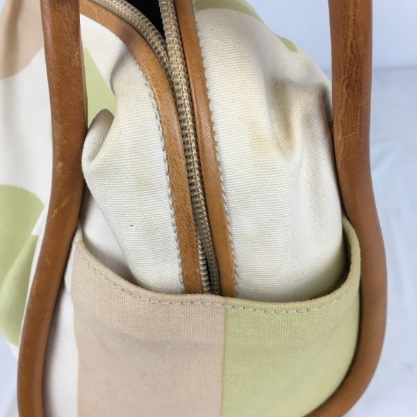 BALLY/バリー☆キャンバス×レザー ショルダーバッグ【ベージュ×ライム