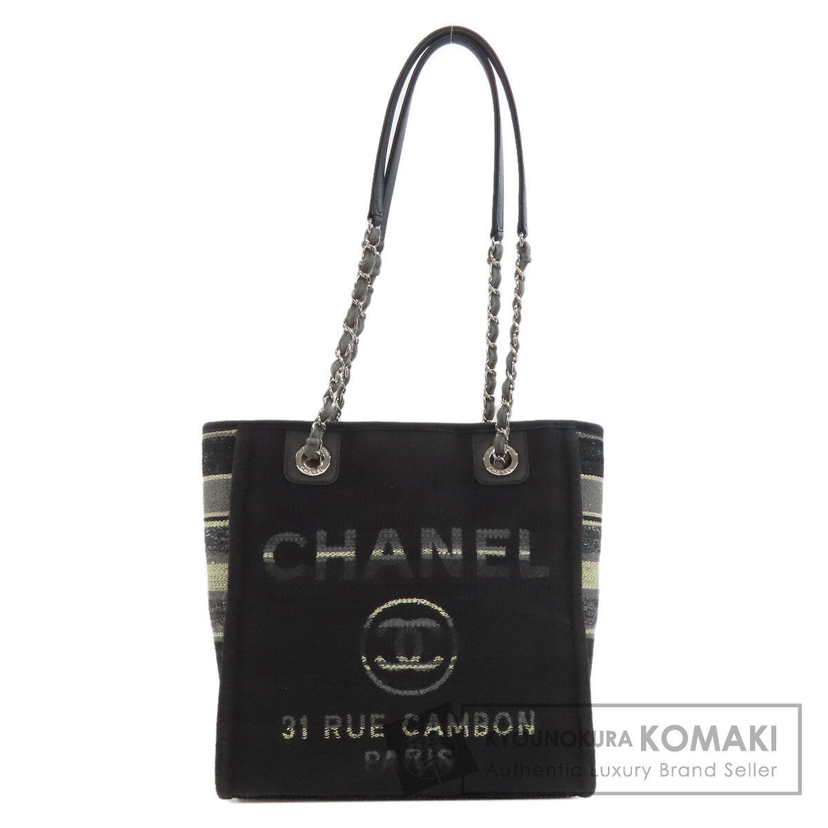 CHANEL シャネル ドーヴィル シルバー金具 トートバッグ キャンバス レディース