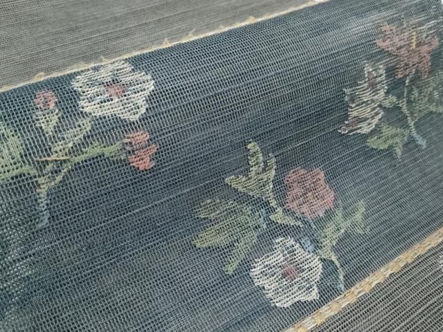 平和屋着物■極上　夏物　1854年創業　帯屋捨松　八寸名古屋帯　横段草花文　金銀糸　丼鼠色地　逸品　CYAA2979s5 平和屋着物□極上 夏物 1854年創業 帯屋捨松 八寸名古屋帯 横段草花文