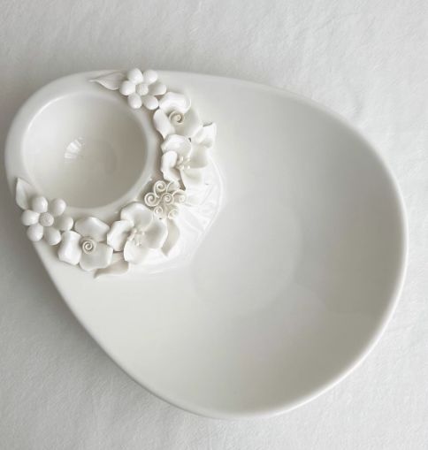 立体花 装飾陶器ディッププレート 皿 北欧風 アンティーク調 パーティー