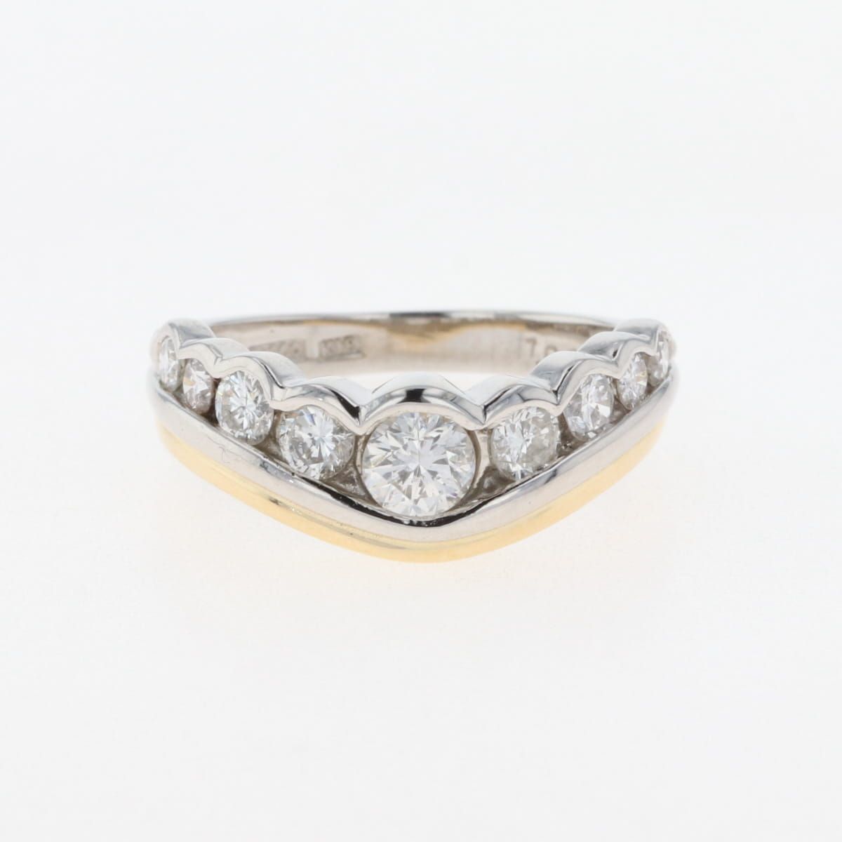 在庫一掃】 メレダイヤ デザインリング プラチナ YG イエローゴールド  