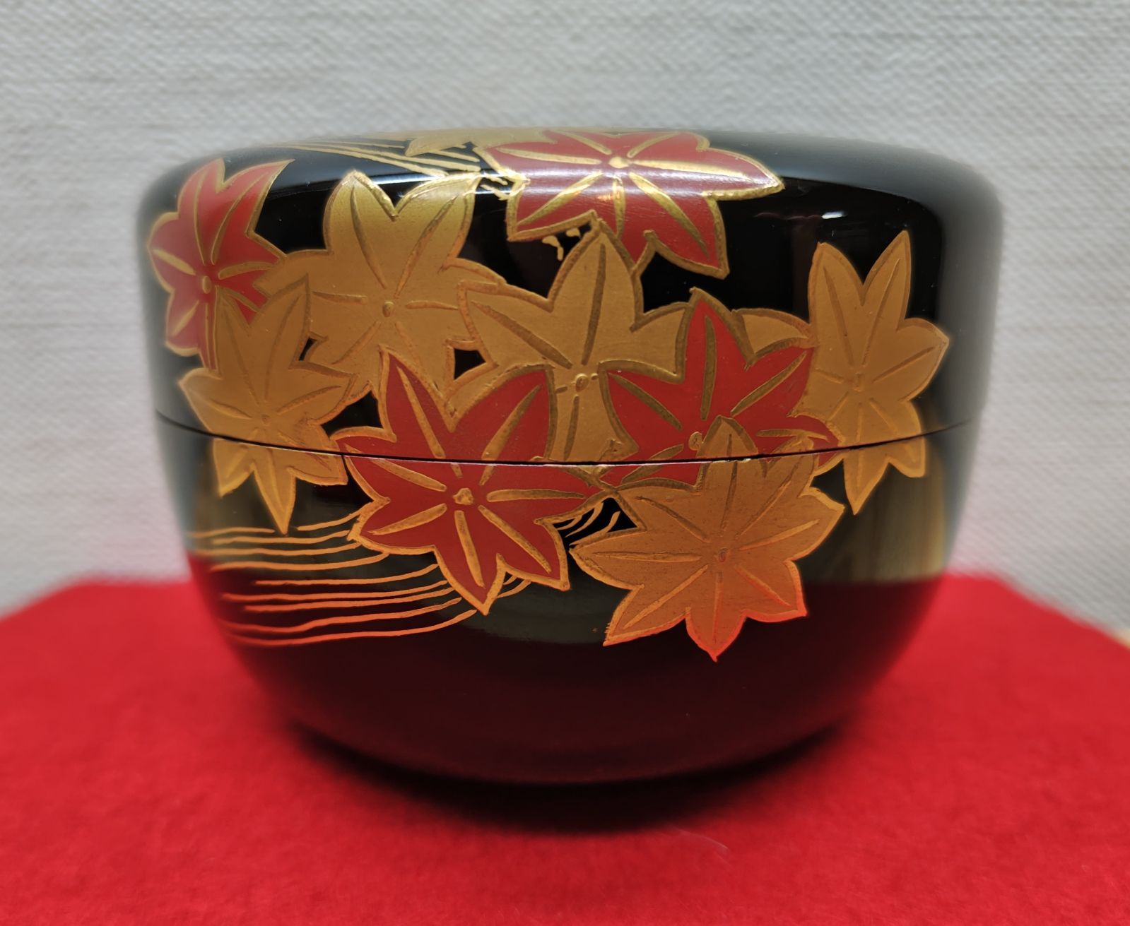 逢絢亭 茶道具 平棗 京塗 竜田川蒔絵 真塗 木製 塗師 幸阿弥 共箱入り