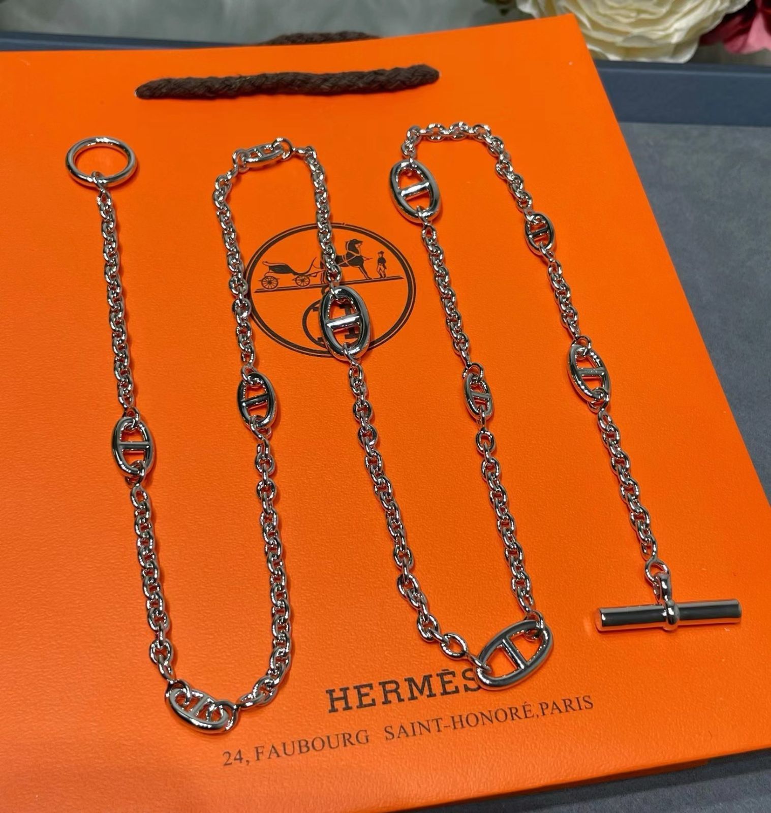 HERMES ファランドール ネックレス 80