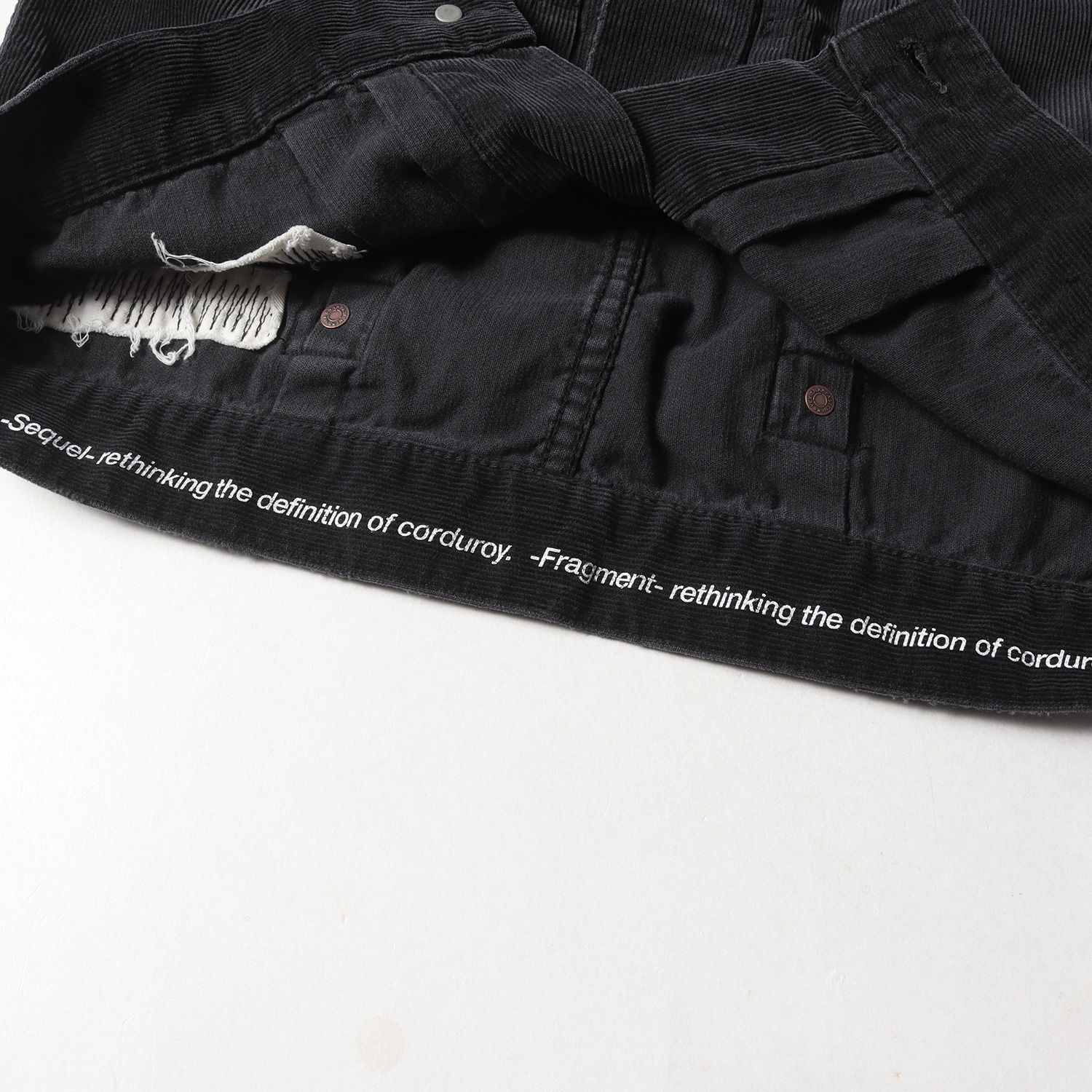 22AWシークエル フラグメント ダメージ コーデュロイ ジャケット ブラック SEQUEL (シークエル) 22AW×fragment design フラグメント