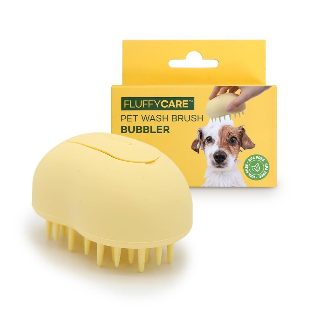 在庫 猫 犬 用 バスブラシ ペット用ブラシ シャンプー ブラシ シリコン マッサージ 人体工学 FLUFFYCARE グリップ ディスペンサー