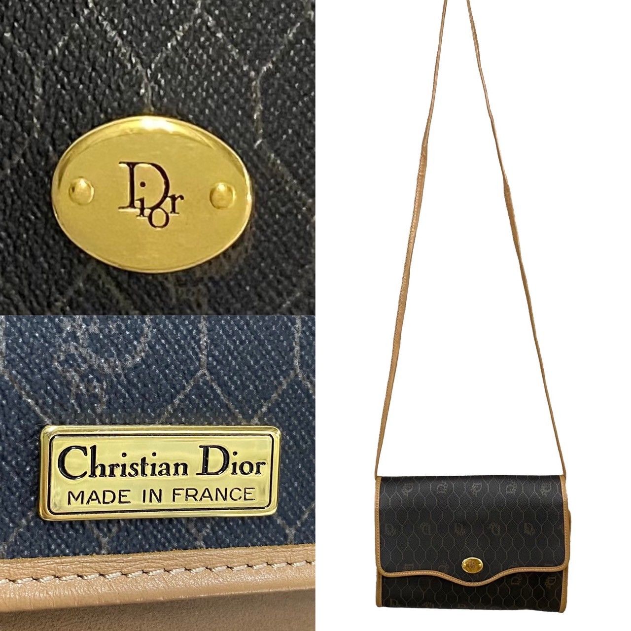 極 美品 Christian Dior ディオール ヴィンテージ ハニカム 柄 ロゴ