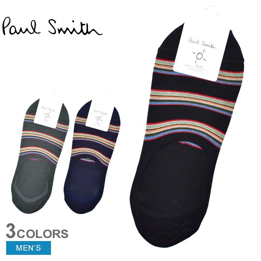 ポール スミス 靴下 M1A-849MO-J210 メンズ SOCK NO SHOW MULTI BLOCK PAUL SMITH カラー:02.グレー 品番：2034-0043