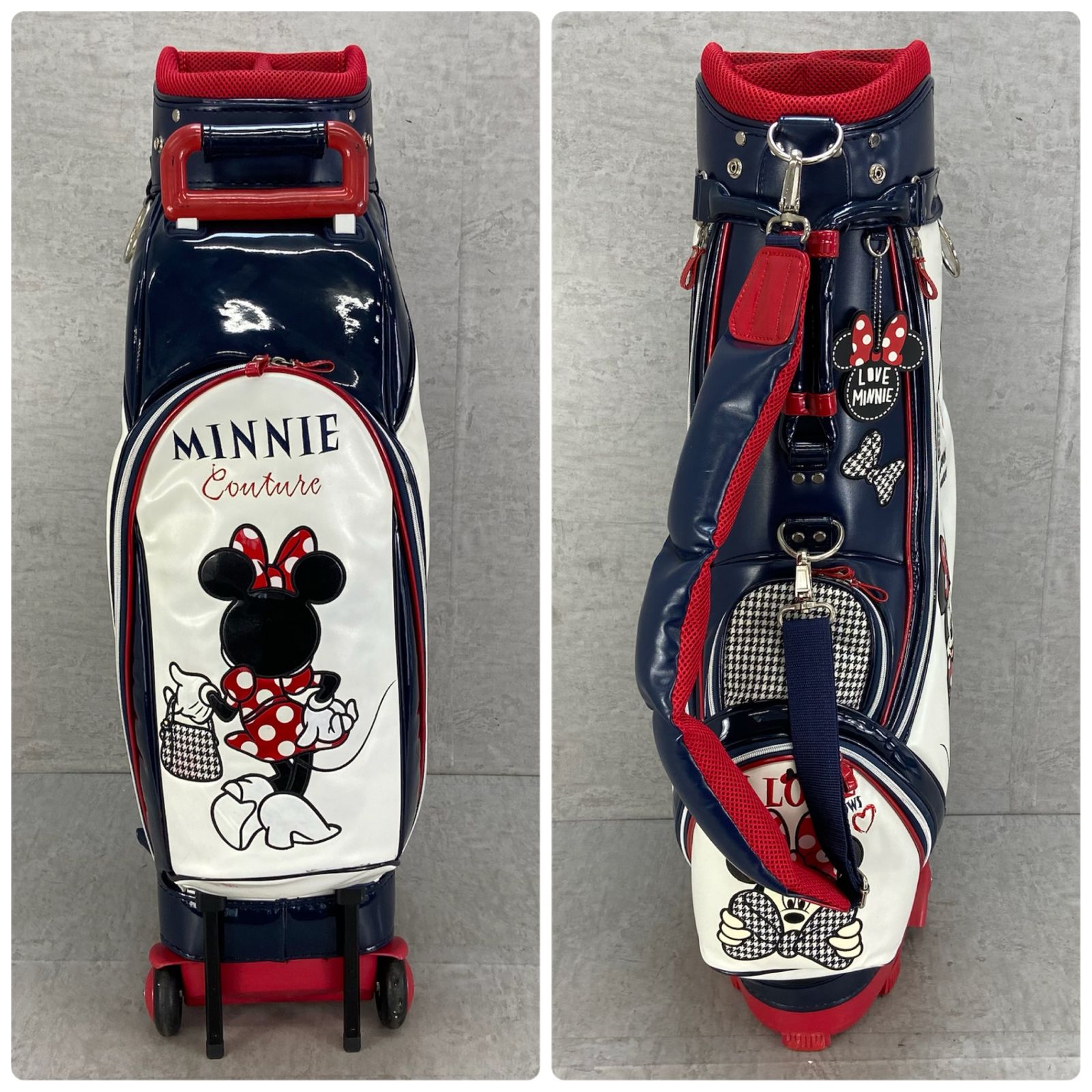 ディズニー　ミニー　ゴルフ　キャディバッグ　カート式　約9型　約23cm Disney MINNIE ディズニー ミニー ゴルフ キャディバッグ カート