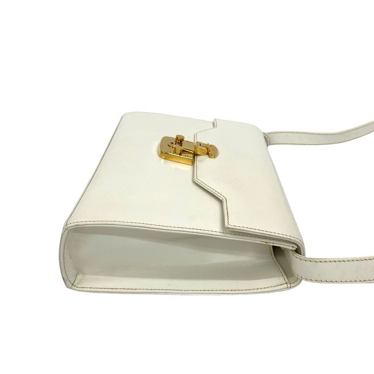 GUCCI オールドグッチ ショルダーバッグ レザー パーティーバッグ ホワイト Gucci Pre-Owned 2016-2024 スモール レザー ウェブ アタッシェ