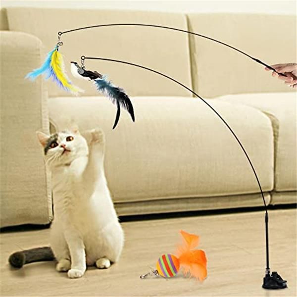 ✨大特価✨ 面白い猫のおもちゃ 自然な鳥の羽猫 おもちゃ 猫じゃらし 猫用品