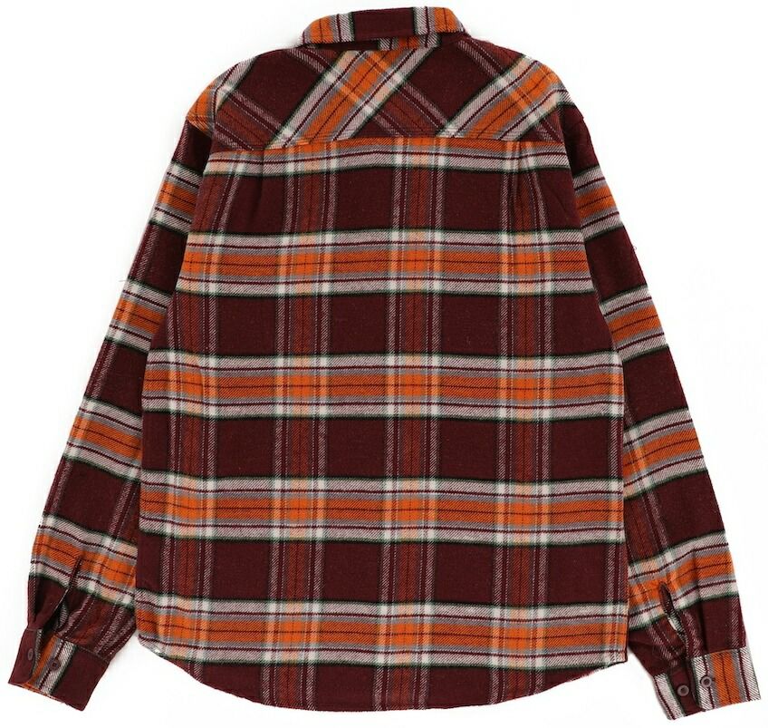 Brixton Bowery L S Flannel Shirt Mahogany Burnt Orange ネルシャツ