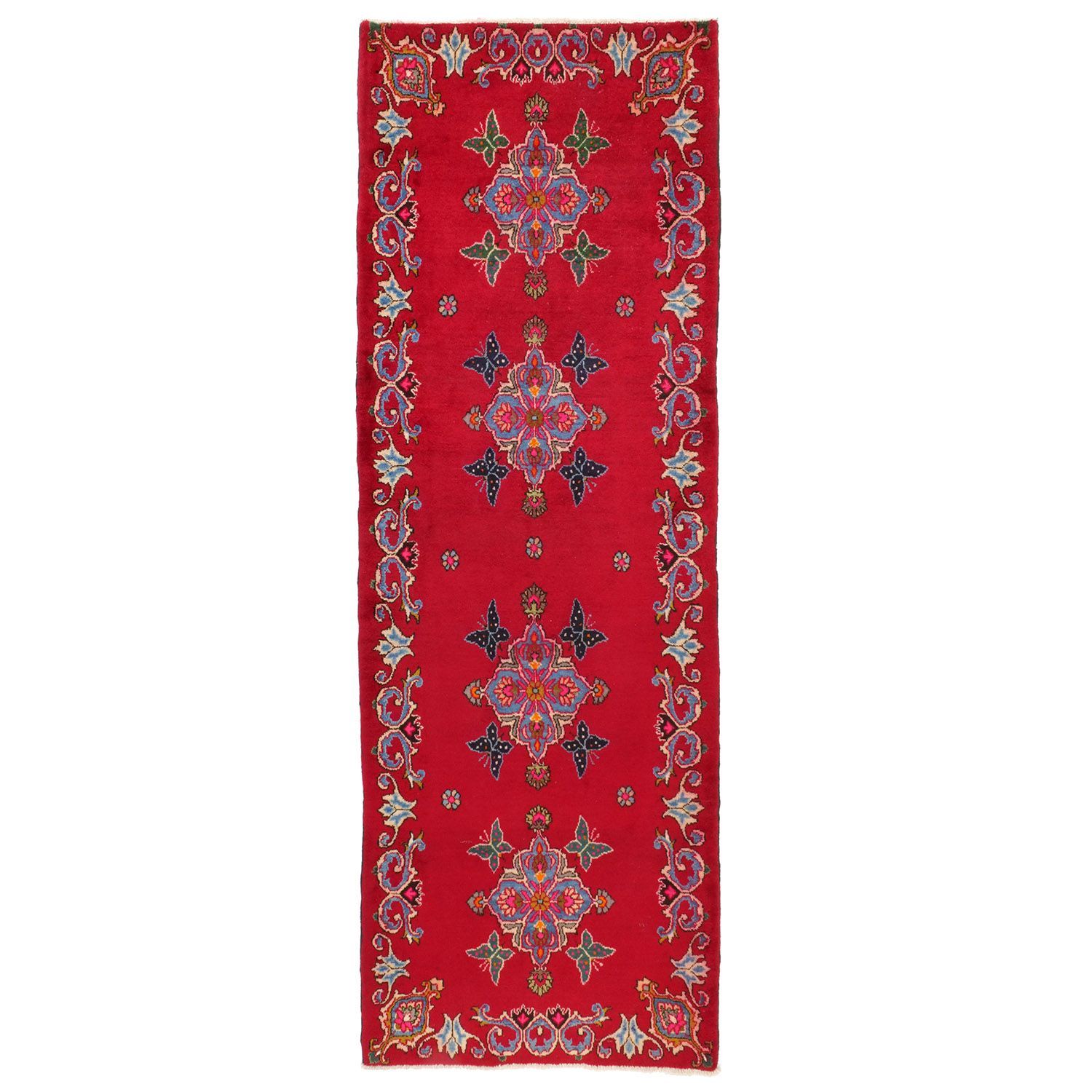 マシャッド 1950年代 2900×1000mm セミアンティーク スターメダリオン 手織り - carpet-アンティークペルシャ絨毯 ヴィンテージラグ専門店 送料無料
