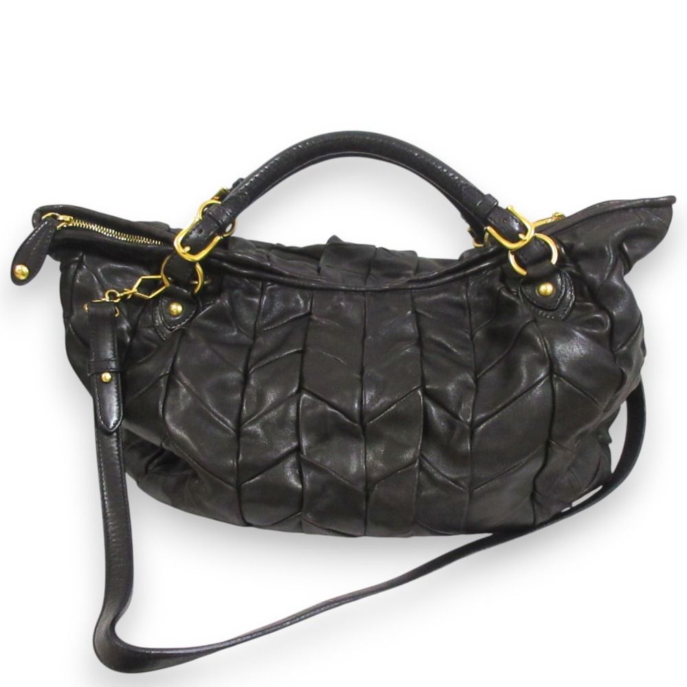 miu miu ミュウミュウ 2WAY 黒 ハンドバッグ ショルダーバッグ 【公式