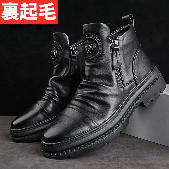 ドレープブーツ ショートブーツ メンズ ダブルジップ サイドジップ
