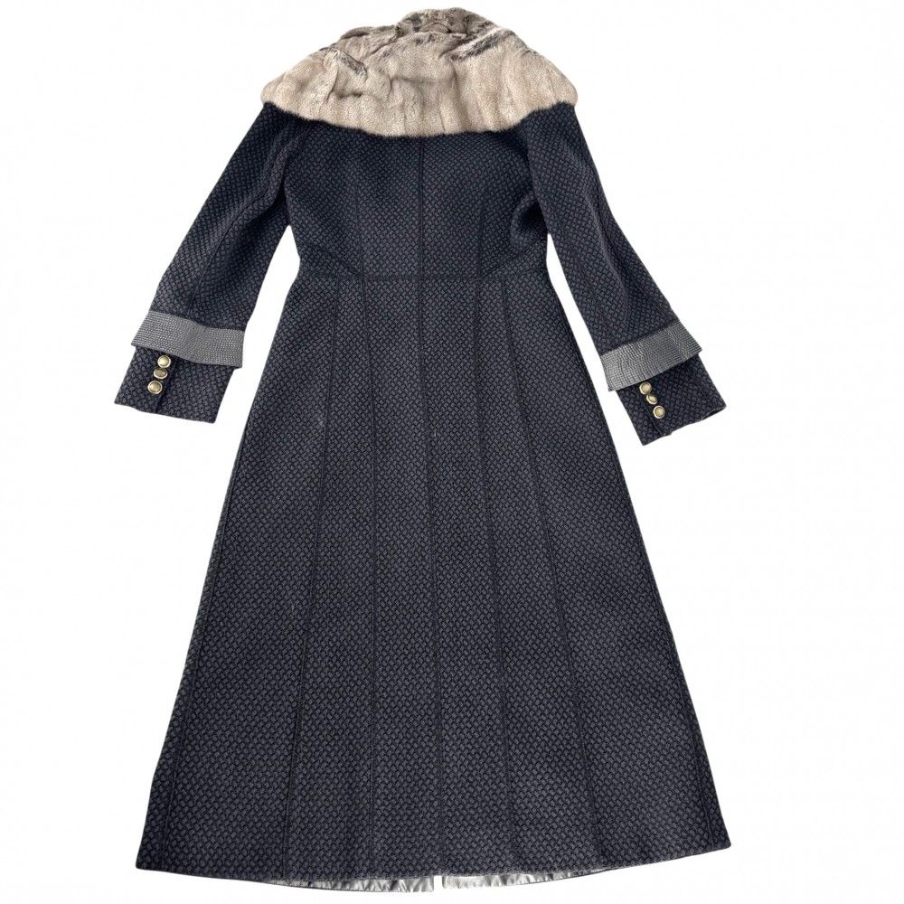 ルイヴィトン アウター レディース リス ビッグカラー ロングコート アパレル 服 LOUIS VUITTON 36 ネイビー 紺 ウール ポリウレタン ビスコース エラスタン 秋 冬 品