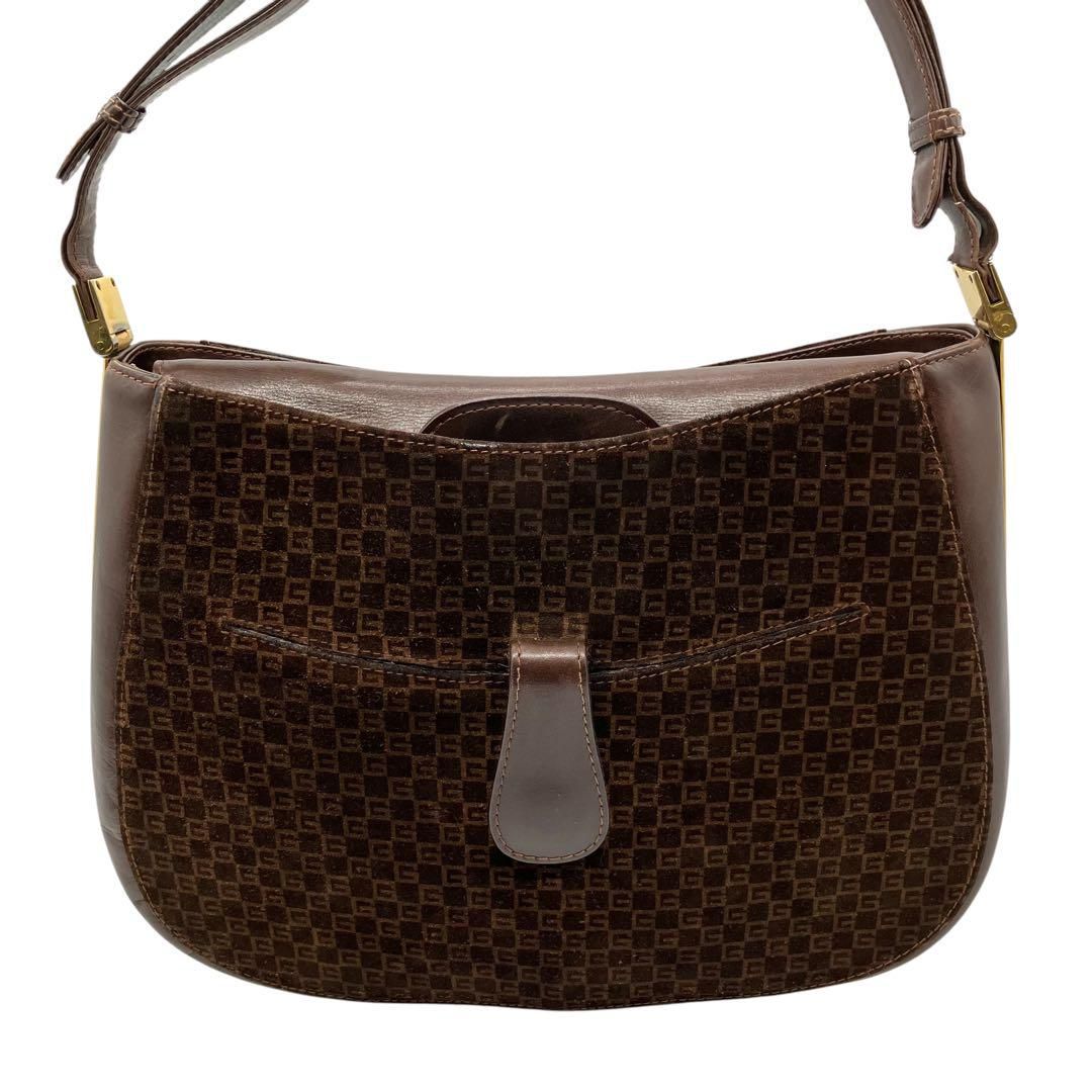 GUCCI ハンドバッグ スエード レザー ブラウン ヴィンテージ 希少