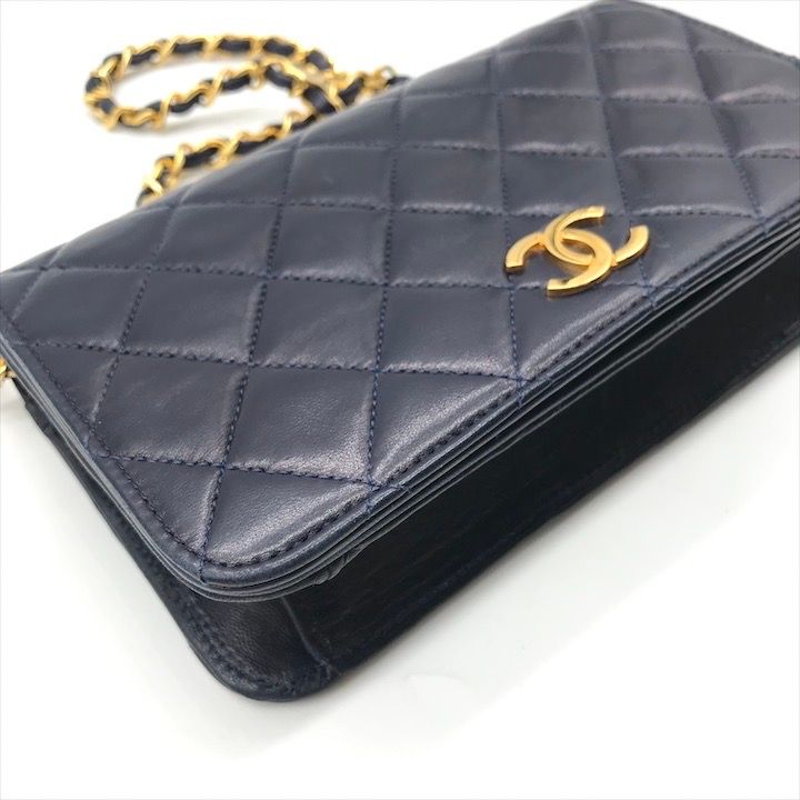 【美品】シャネル フルフラップ チェーンショルダー ラムスキン ココマーク シャネル CHANEL マトラッセ フルフラップ ブラック ラムスキン