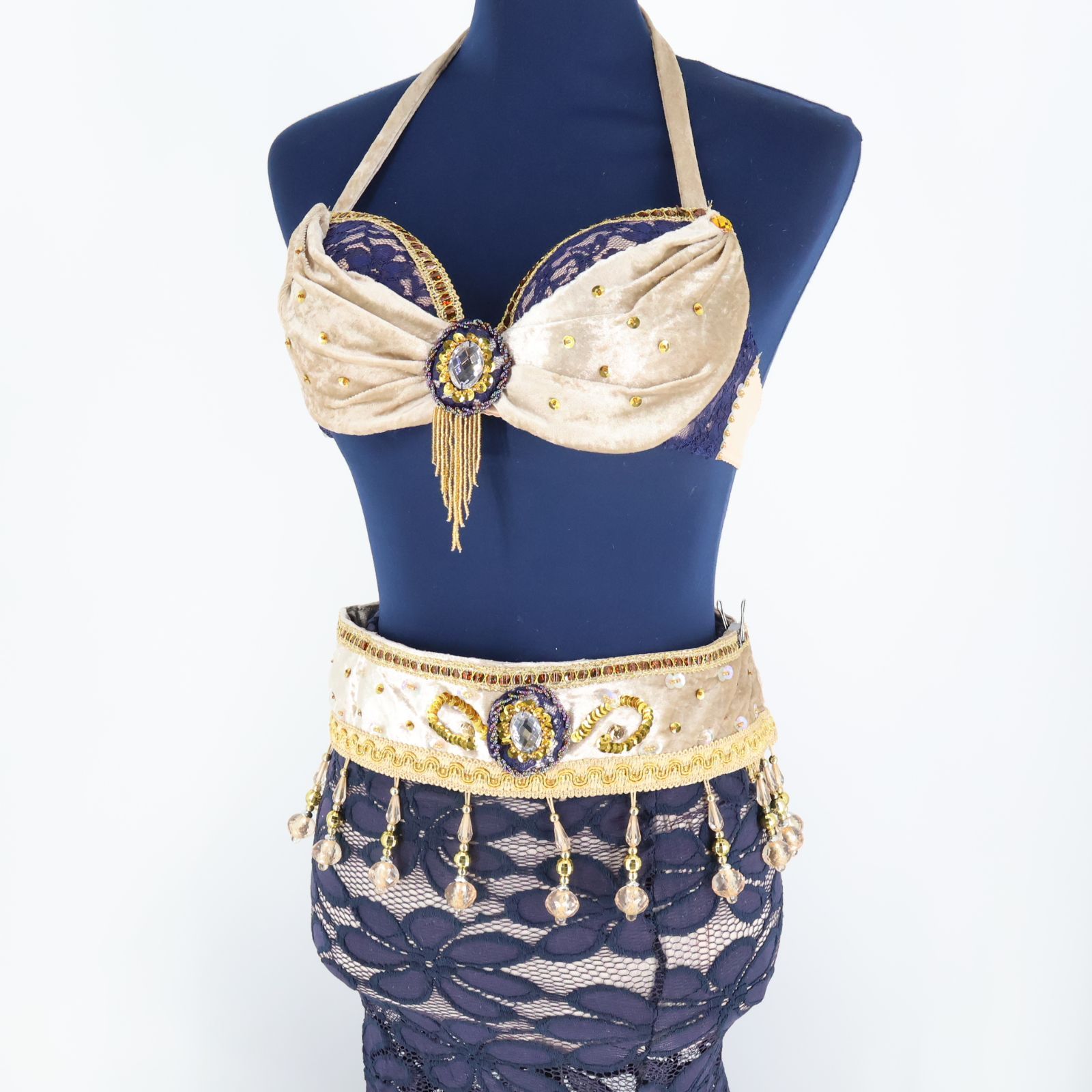 送料無料』【ベリーダンス用 オリエンタル衣装】ホワイト スパンコール