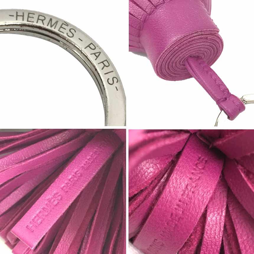 HERMES フリンジ キーホルダー カルメン　ローズパープル HERMES エルメス カルメン キーホルダー キーリング チャーム フリンジ