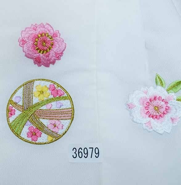 七五三 三歳 女児 被布着物フルセット 赤色×白色 半衿伊達襟付き 花ひめ 合繊 かかと止め付き お仕立て無料 NO36979