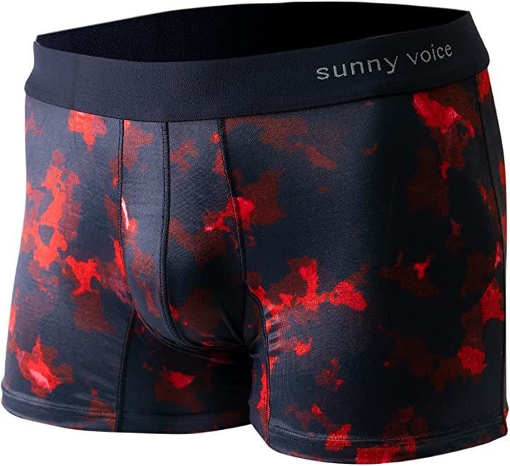 sunny voice サニーボイス メンズ ボクサーパンツ 前閉じ プレゼント つるつるな手ざわり 男性用下着 ギフト 日本製( CamoRed（レッド），  M)