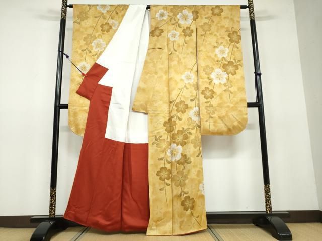 豪華振袖　駒刺繍　流水舞鳥文　暈し染め　金彩　着丈168cm　正絹　逸品 Yahoo!オークション - 平和屋着物 豪華振袖 駒刺繍 遠山花鳥文