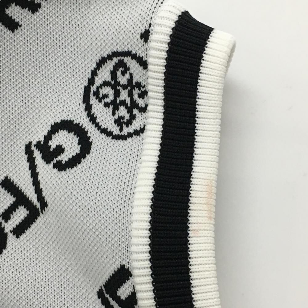 ジーフォア ニットベスト 白×黒 ロゴ総柄 レディース 36(S) ゴルフウェア G/FORE ジーフォア ニットベスト 白×黒 ロゴ総柄 レディース 36(S