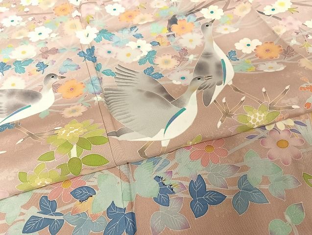 平和屋着物○本加賀友禅作家 百貫華峰 色留袖 花鳥文 暈し染め 正絹