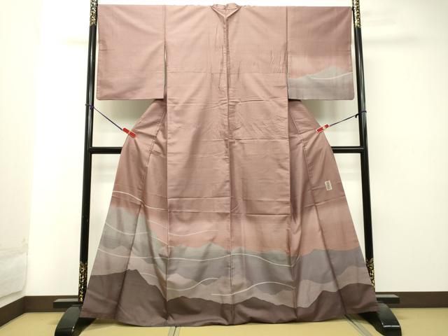 平和屋着物○京の名門 じゅらく謹製 訪問着 紬地 漢方草木染 横