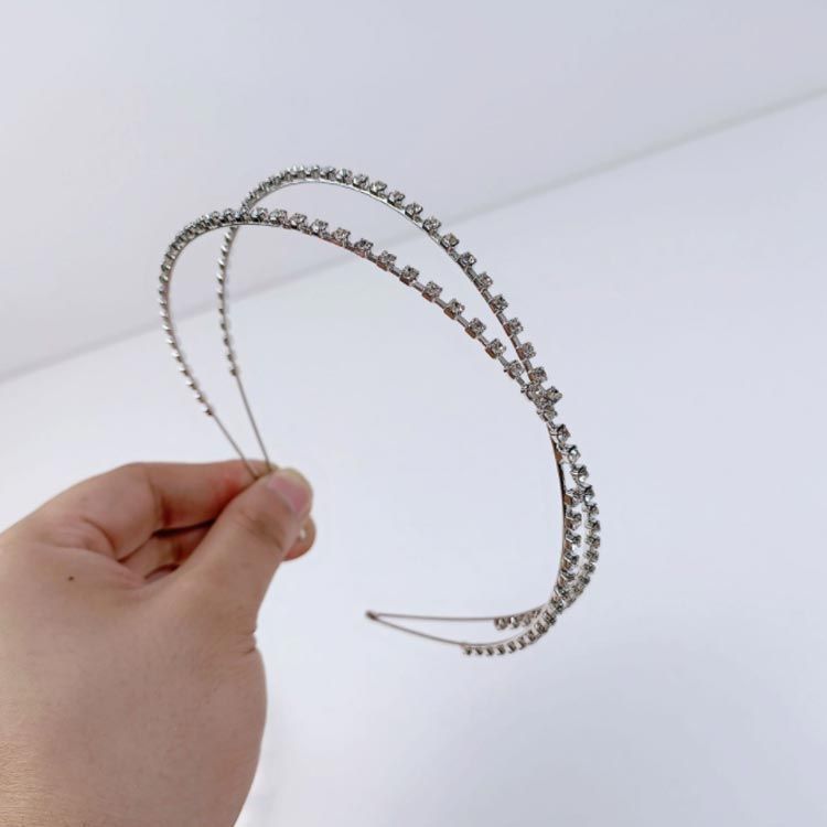 カチューシャ キラキラ レディース 2連 クロス ヘアアクセサリー