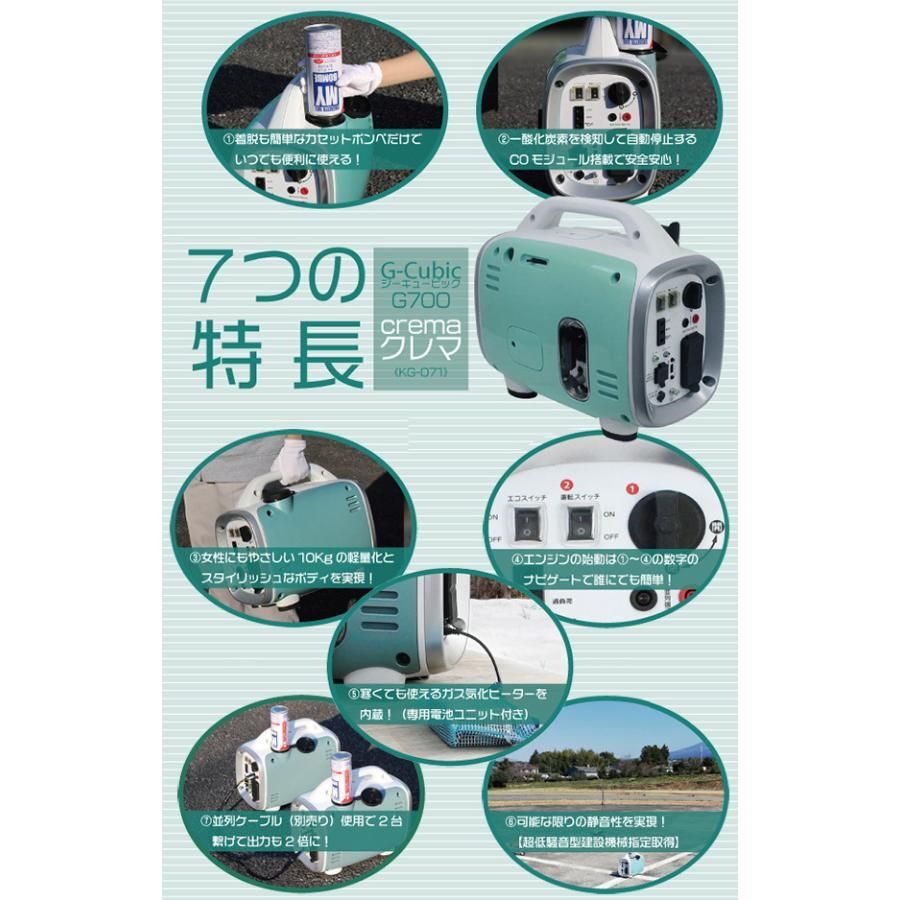 カセットボンベ式携帯発電機 G-cubic （ジーキュービック）【ニチネン